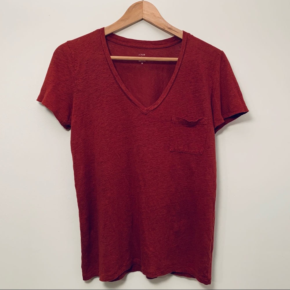 J. Crew Red 100% Linen Tshirt